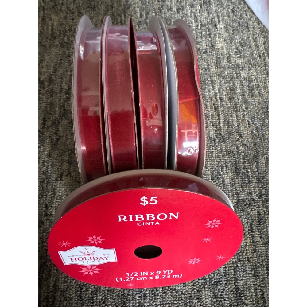 5-Holiday Time Red Velvet Ribbon 1/2 Inch x 9 Yards Bulk Christmas Crafting 36yd